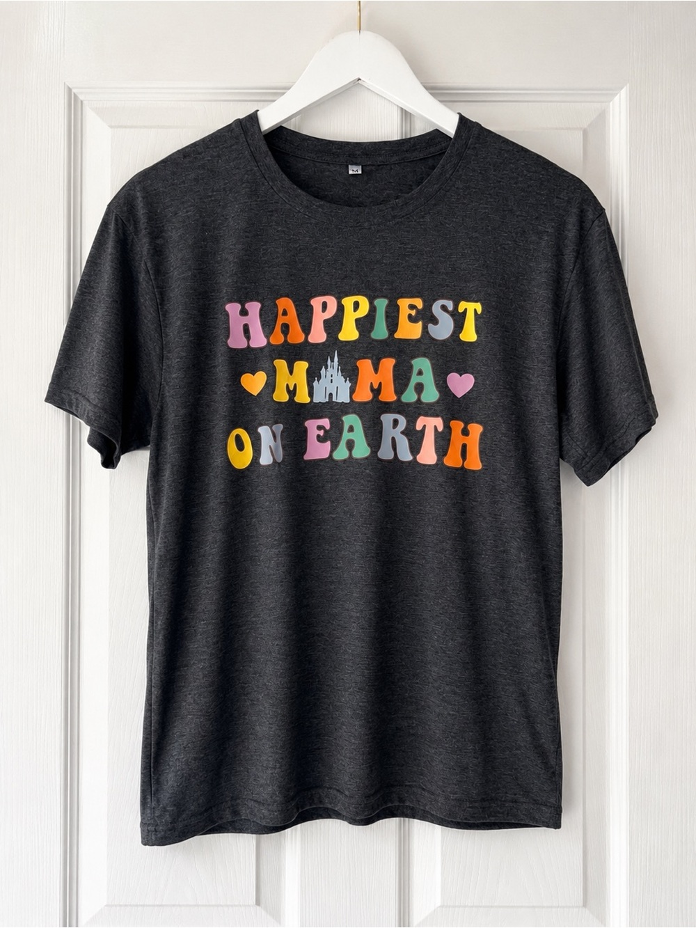 Happiest Mama on Earth Charcoal Graphic Tee Disney World Disney Land Vacation M